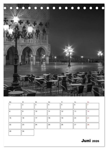 Produktbild: MONOCHROMES VENEDIG Klassische Momente (Tischkalender 2026 DIN A5 hoch), CALVENDO Monatskalender