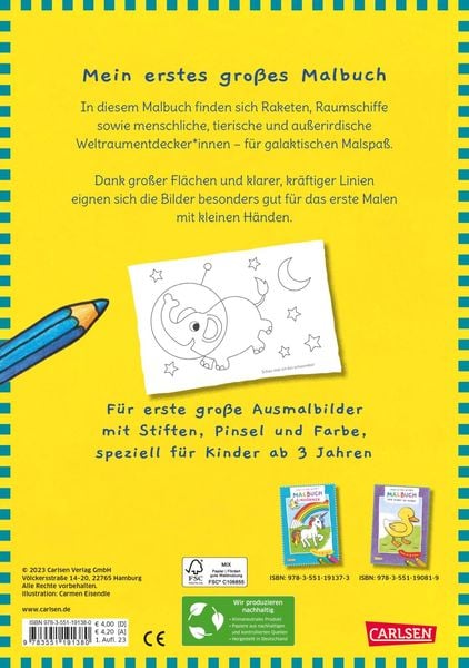 Produktbild: Ausmalbilder f&uuml;r Kita-Kinder: Mein erstes gro&szlig;es Malbuch: Im Weltall