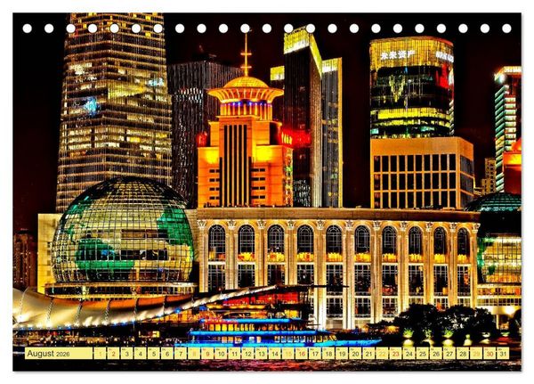Produktbild: St&auml;dte der Welt - Skylines in der Nacht (Tischkalender 2026 DIN A5 quer), CALVENDO Monatskalender
