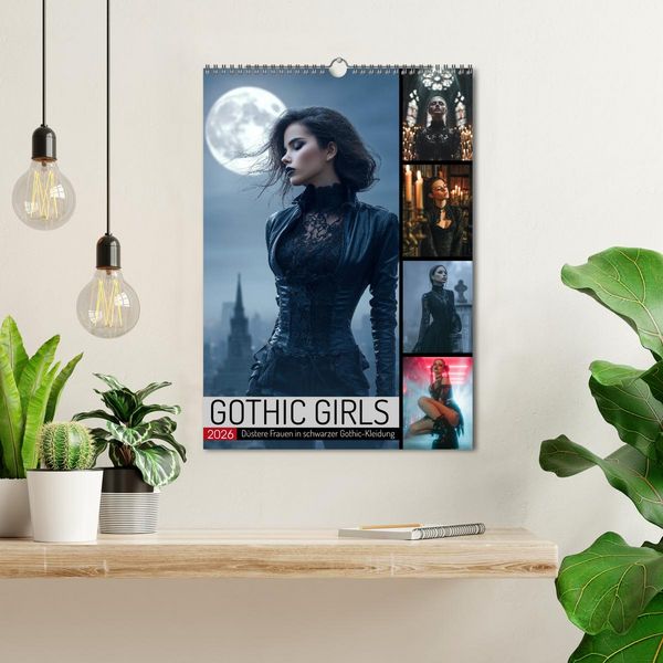 Produktbild: Gothic Girls - d&uuml;stere Frauen in schwarzer Gothic-Kleidung (Wandkalender 2026 DIN A3 hoch), CALVENDO Monatskalender