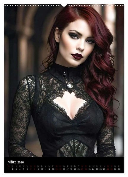 Produktbild: Wundersch&ouml;ne Gothic Divas (hochwertiger Premium Wandkalender 2026 DIN A2 hoch), Kunstdruck in Hochglanz
