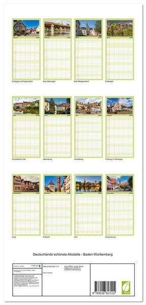 Produktbild: Familienplaner 2026 - Deutschlands sch&ouml;nste Altst&auml;dte - Baden-W&uuml;rttemberg mit 5 Spalten (Wandkalender, 21 x 45 cm) CALVENDO