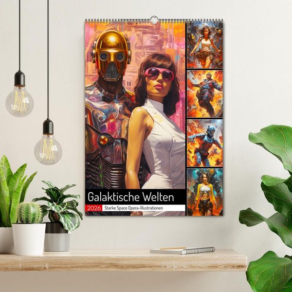 Produktbild: Galaktische Welten. Starke Space Opera-Illustrationen (Wandkalender 2026 DIN A2 hoch), CALVENDO Monatskalender