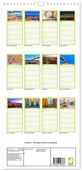 Produktbild: Familienplaner 2026 - Lissabon - Portugals sch&ouml;ne Hauptstadt. mit 5 Spalten (Wandkalender, 21 x 45 cm) CALVENDO
