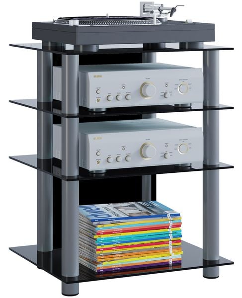 Produktbild: Hifi M&ouml;bel Rack Alu Glas Phono Mediaregal Bilus