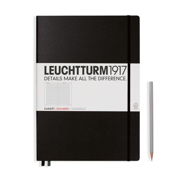 Notizbuch Master A4 kariert schwarz, Gebundene Ausgabe von , Leuchtturm, 4004117258138