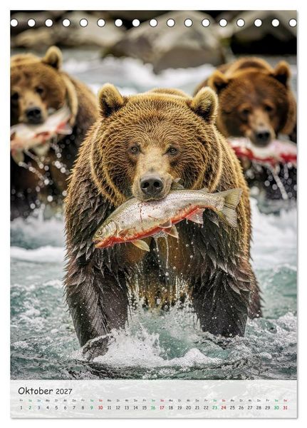 Produktbild: Grizzlyb&auml;ren und Lachse (Tischkalender 2027 DIN A5 hoch), CALVENDO Monatskalender
