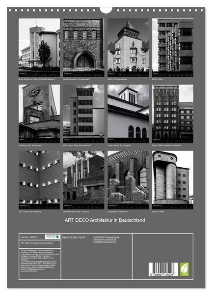 Produktbild: ART DECO Architektur in Deutschland (Wandkalender 2027 DIN A3 hoch), CALVENDO Monatskalender