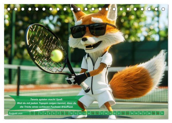Produktbild: Der tierisch lustige Tennis-Kalender (Tischkalender 2026 DIN A5 quer), CALVENDO Monatskalender