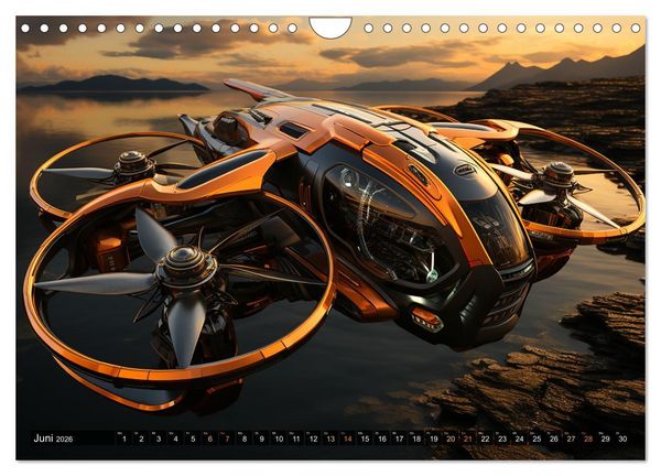 Produktbild: Futuristische Flieger (Wandkalender 2026 DIN A4 quer), CALVENDO Monatskalender