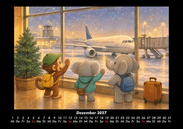 Produktbild: Ein Tag am Flughafen mit Milo, Kiki & Raffi 2027 Fotokalender DIN A3