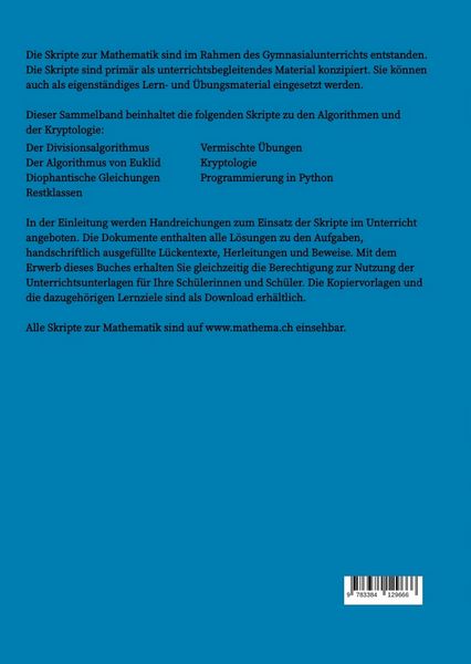 Produktbild: Skripte zur Mathematik - Algorithmen & Kryptologie