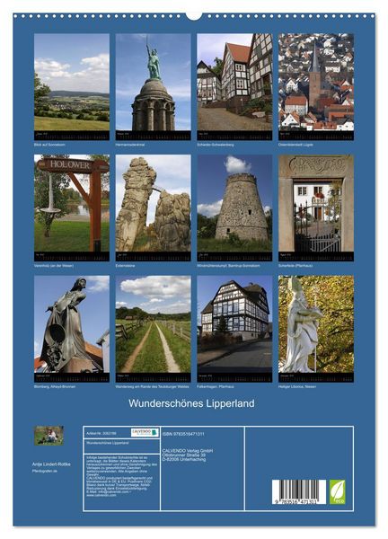 Produktbild: Wundersch&ouml;nes Lipperland (hochwertiger Premium Wandkalender 2026 DIN A2 hoch), Kunstdruck in Hochglanz