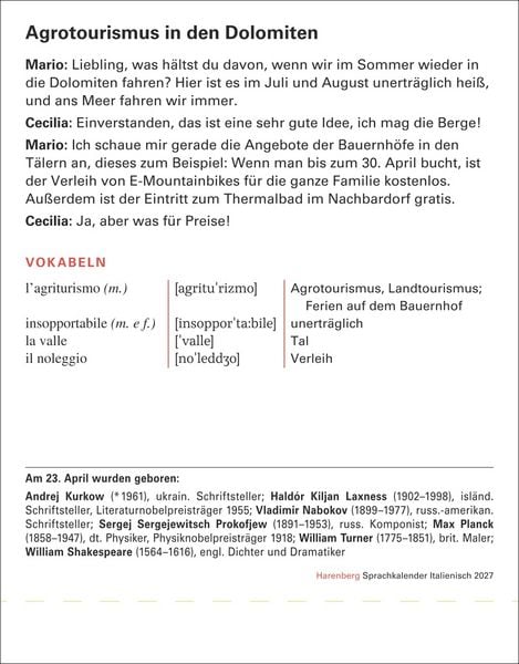 Produktbild: Italienisch Sprachkalender 2027 - Italienisch lernen leicht gemacht - Tagesabrei&szlig;kalender