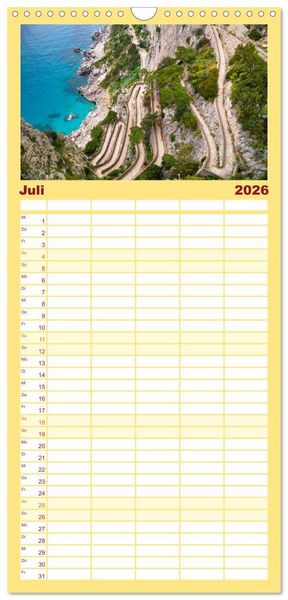 Produktbild: Familienplaner 2026 - Amalfik&uuml;ste und Capri mit 5 Spalten (Wandkalender, 21 x 45 cm) CALVENDO