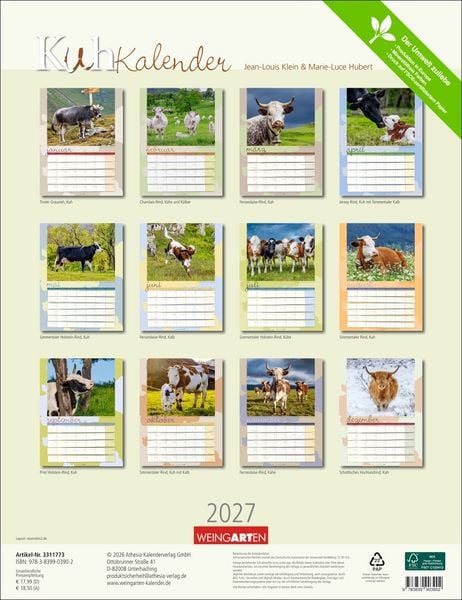 Produktbild: Kuh Kalender 2027