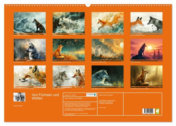 Produktbild: Von F&uuml;chsen und W&ouml;lfen (Wandkalender 2026 DIN A2 quer), CALVENDO Monatskalender