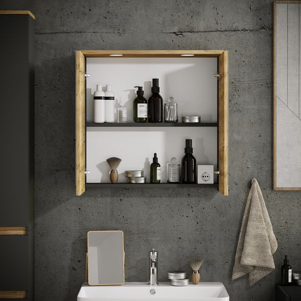 Produktbild: LED Bad Spiegelschrank Steckdose 59x60x23 Cosila
