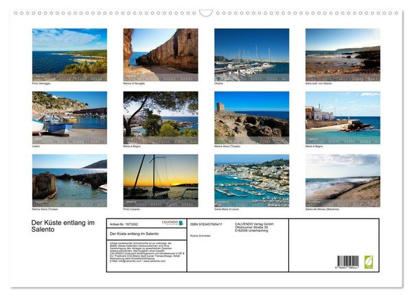 Produktbild: Der K&uuml;ste entlang im Salento (Wandkalender 2026 DIN A2 quer), CALVENDO Monatskalender