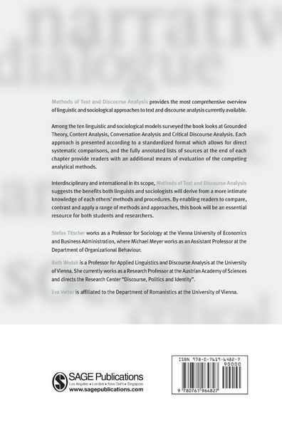 Produktbild: Methods of Text and Discourse Analysis