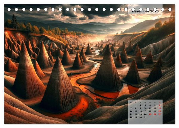 Produktbild: Die sch&ouml;nsten Naturwunder - Betrachtet durch die Augen der KI (Tischkalender 2026 DIN A5 quer), CALVENDO Monatskalender