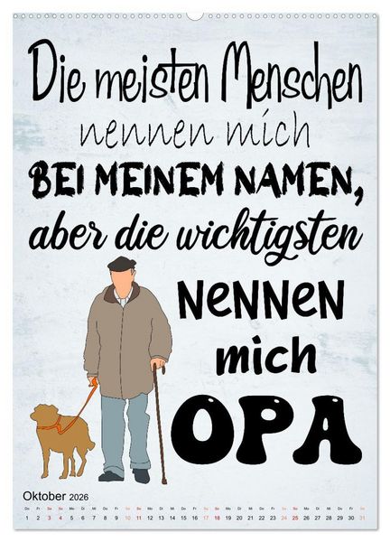 Produktbild: Opa ist der Coolste (hochwertiger Premium Wandkalender 2026 DIN A2 hoch), Kunstdruck in Hochglanz