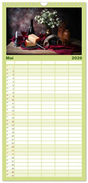 Produktbild: Familienplaner 2026 - Stillleben Alte Meister mit 5 Spalten (Wandkalender, 21 x 45 cm) CALVENDO