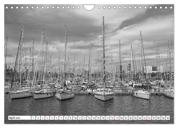 Produktbild: Barcelona Schwarz / Wei&szlig; Impressionen (Wandkalender 2026 DIN A4 quer), CALVENDO Monatskalender