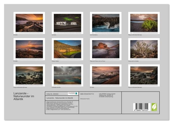 Produktbild: Lanzarote - Naturwunder im Atlantik (Wandkalender 2026 DIN A3 quer), CALVENDO Monatskalender