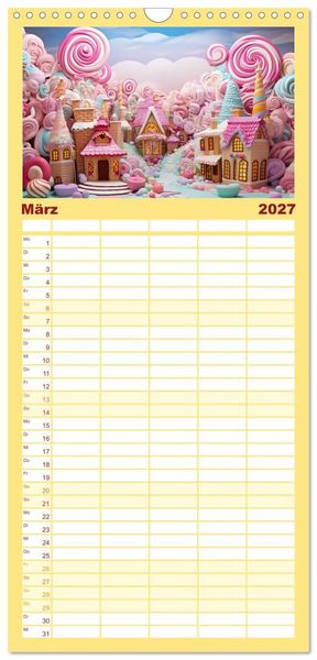 Produktbild: Familienplaner 2027 - Zuckertr&auml;ume im Candyland mit 5 Spalten (Wandkalender, 21 x 45 cm) CALVENDO