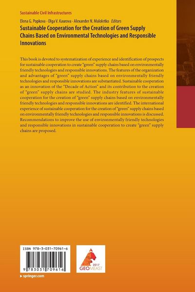 Produktbild: Sustainable Cooperation for the Creation of Green Supply Chains Based on Environmental Technologies and Responsible Innovations