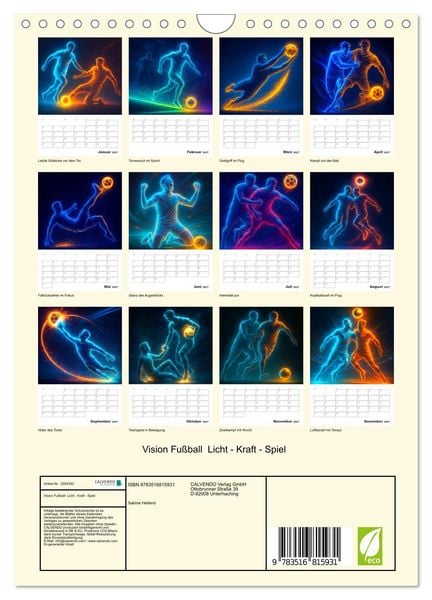 Produktbild: Vision Fu&szlig;ball Licht - Kraft - Spiel (Wandkalender 2027 DIN A4 hoch), CALVENDO Monatskalender