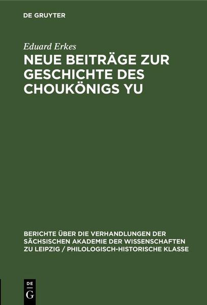 Produktbild: Neue Beitr&auml;ge zur Geschichte des Chouk&ouml;nigs Yu