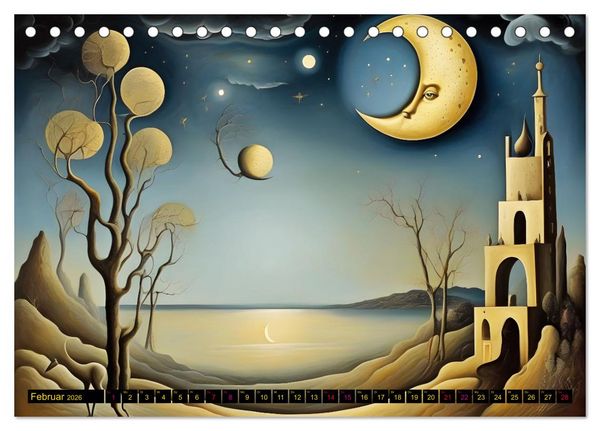 Produktbild: Erde, Sonne, Mond und Sterne Surrealistische Kunstwerke (Tischkalender 2026 DIN A5 quer), CALVENDO Monatskalender