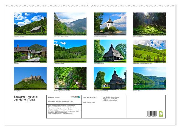 Produktbild: Slowakei - Abseits der Hohen Tatra (Wandkalender 2026 DIN A2 quer), CALVENDO Monatskalender