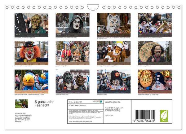 Produktbild: S ganz Johr Fasnacht (Wandkalender 2026 DIN A4 quer), CALVENDO Monatskalender