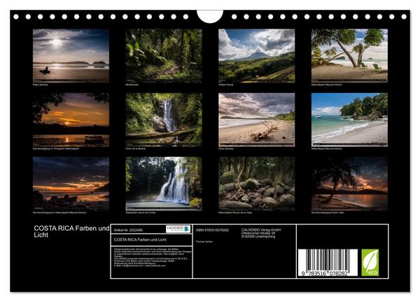 Produktbild: COSTA RICA Farben und Licht (Wandkalender 2026 DIN A4 quer), CALVENDO Monatskalender