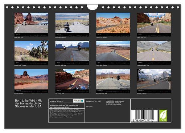 Produktbild: Born to be Wild - Mit der Harley durch den S&uuml;dwesten der USA (Wandkalender 2026 DIN A4 quer), CALVENDO Monatskalender