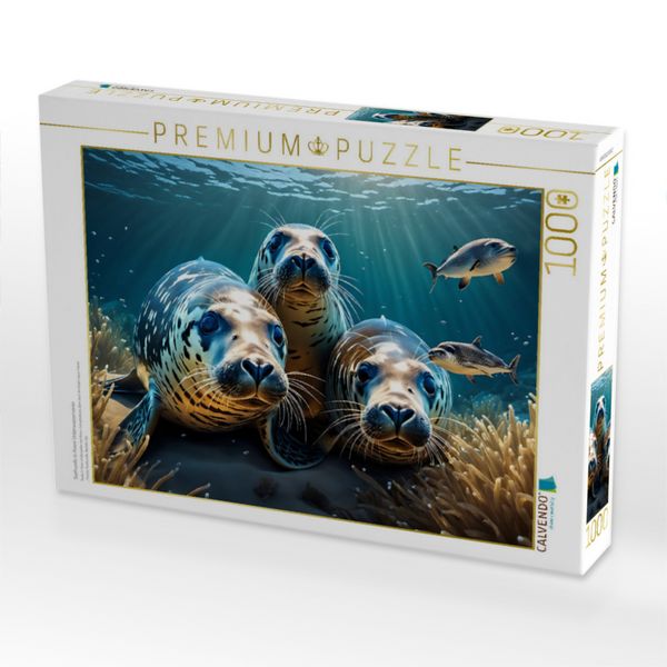 Produktbild: CALVENDO Puzzle Seehunde in ihrem Unterwasserrevier | 1000 Teile Lege-Gr&ouml;&szlig;e 64x48cm Foto-Puzzle f&uuml;r gl&uuml;ckliche Stunden