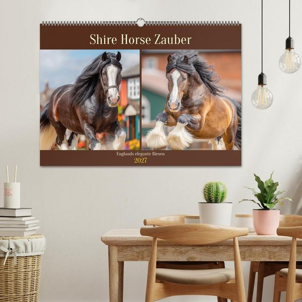 Produktbild: Shire Horse Zauber. Englands elegante Riesen (Wandkalender 2027 DIN A2 quer), CALVENDO Monatskalender