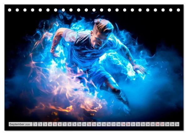 Produktbild: FOOTBALL FEVER Dynamic scenes (Desk Calendar 2026 DIN A5 landscape), CALVENDO 12 Month DeskCalendar