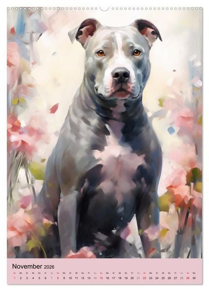 Produktbild: Pit Bull Aquarelle. Illustrationen von tollen Hunden (hochwertiger Premium Wandkalender 2026 DIN A2 hoch), Kunstdruck in Hochglanz