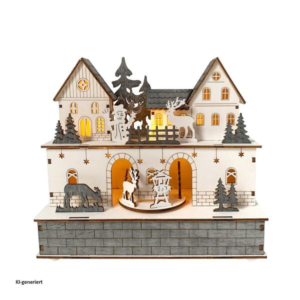 Produktbild: HTI-Living Beleuchtete Weihnachtsszene mit beweglichen Figuren