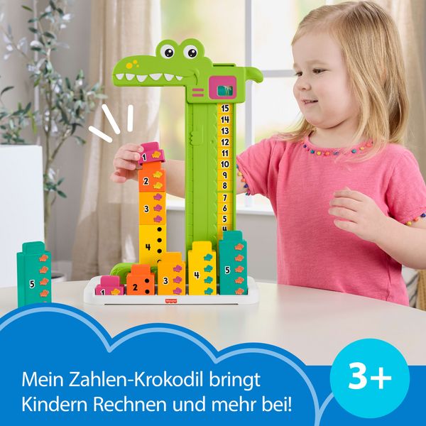 Produktbild: Fisher-Price Mein Zahlen-Krokodil Lernspielzeug mit 10 Stapelbl&ouml;cken f&uuml;r Kleinkinder