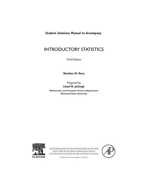 Produktbild: Introductory Statistics, Student Solutions Manual (e-only)