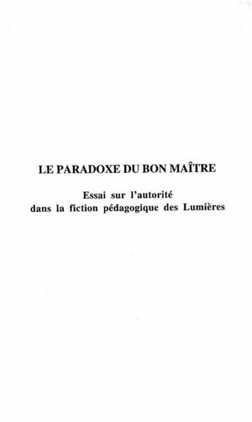Produktbild: Paradoxe Du Bon Maitre