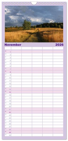 Produktbild: Familienplaner 2026 - Wanderung durch die zauberhafte L&uuml;neburger Heide mit 5 Spalten (Wandkalender, 21 x 45 cm) CALVENDO