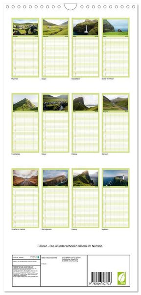 Produktbild: Familienplaner 2026 - F&auml;r&ouml;er - Die wundersch&ouml;nen Inseln im Norden. mit 5 Spalten (Wandkalender, 21 x 45 cm) CALVENDO