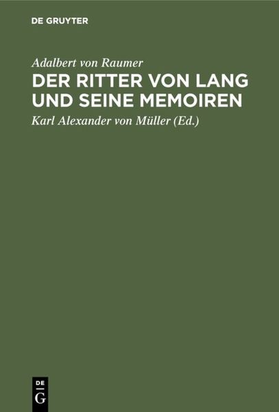 Produktbild: Der Ritter von Lang und seine Memoiren
