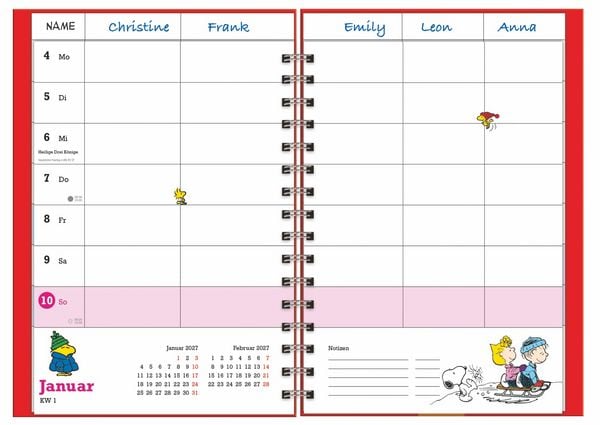 Produktbild: Peanuts Familienplaner-Buch A5 2027